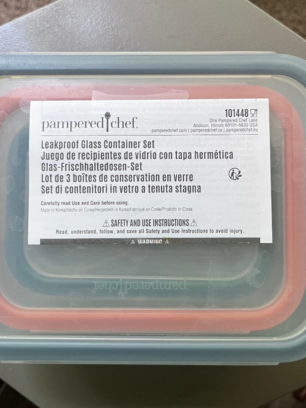 Pampered Chef Leakproof Glass Container Set (Item 101448)